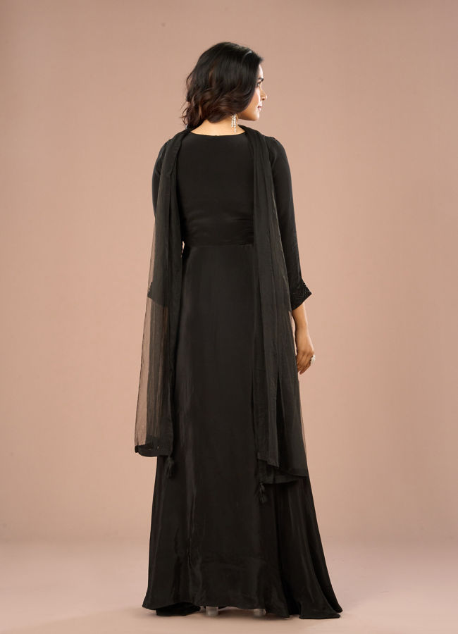 Mohey Women Black Majestic Anarkali Suit Ensemble