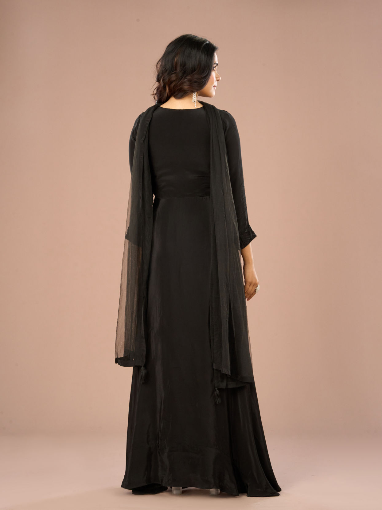 Mohey Women Black Majestic Anarkali Suit Ensemble