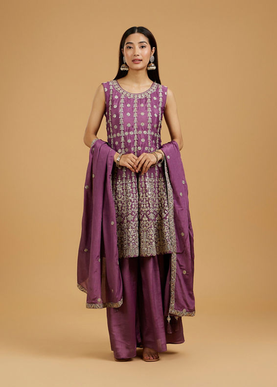 Mohey Women Lavish Purple Palazzo Suit Ensemble