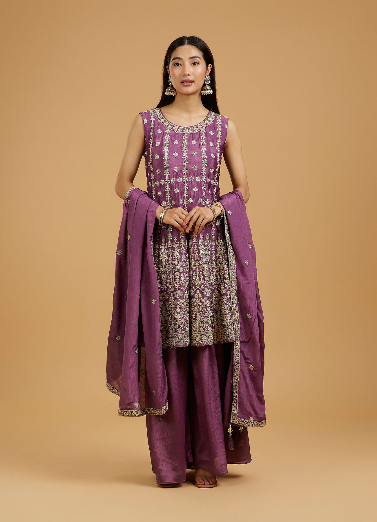 Mohey Women Lavish Purple Palazzo Suit Ensemble