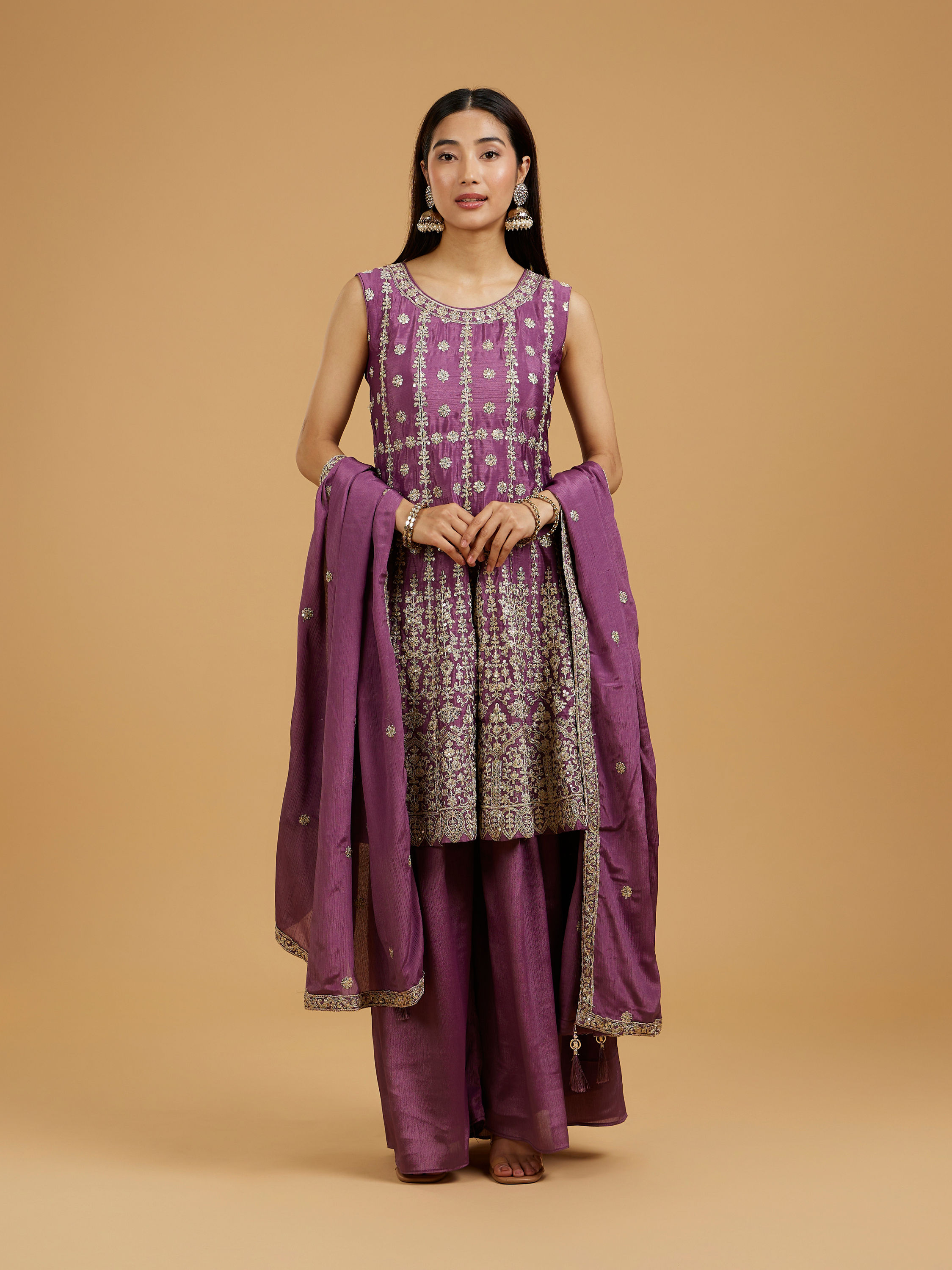 Mohey Women Lavish Purple Palazzo Suit Ensemble