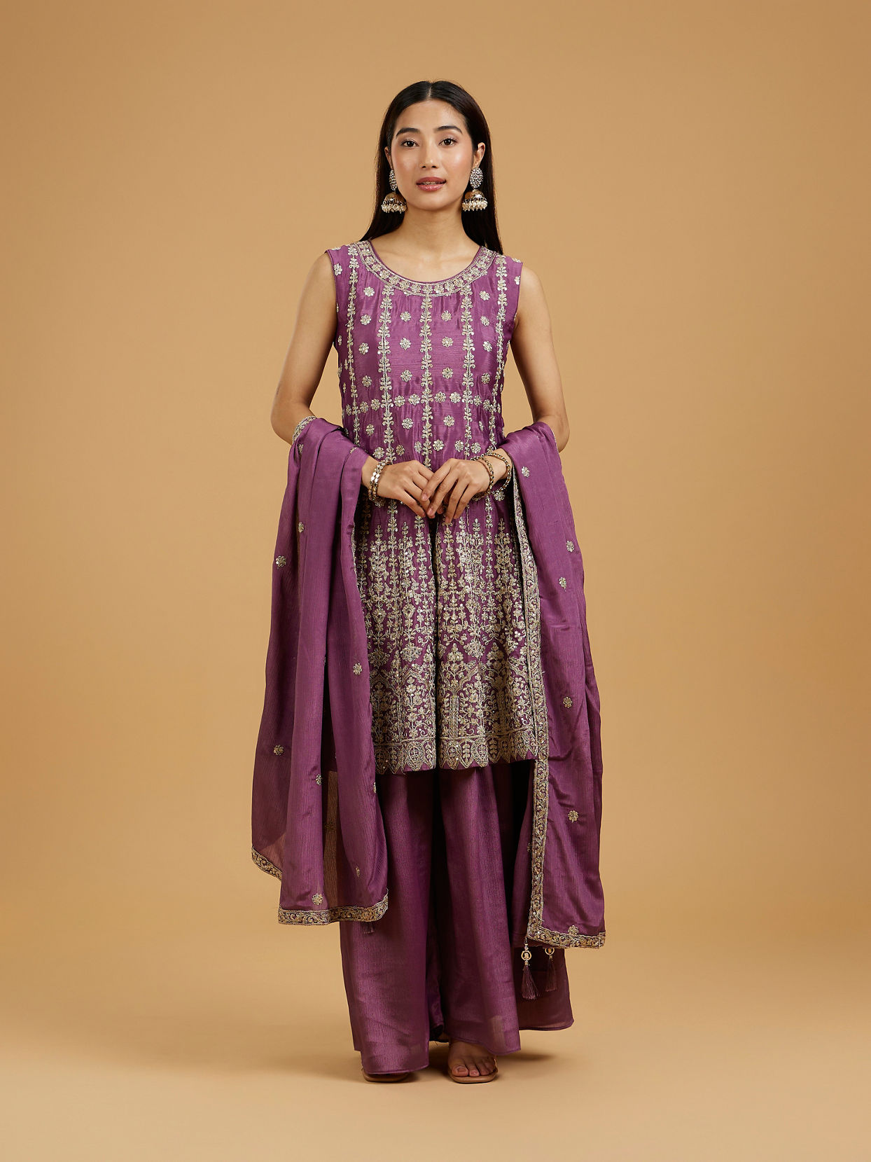 Mohey Women Lavish Purple Palazzo Suit Ensemble