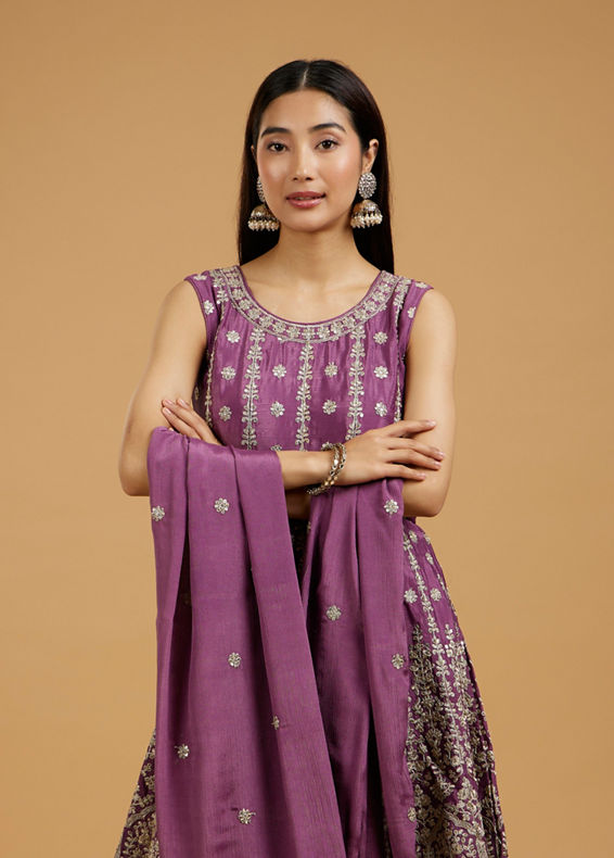 Mohey Women Lavish Purple Palazzo Suit Ensemble