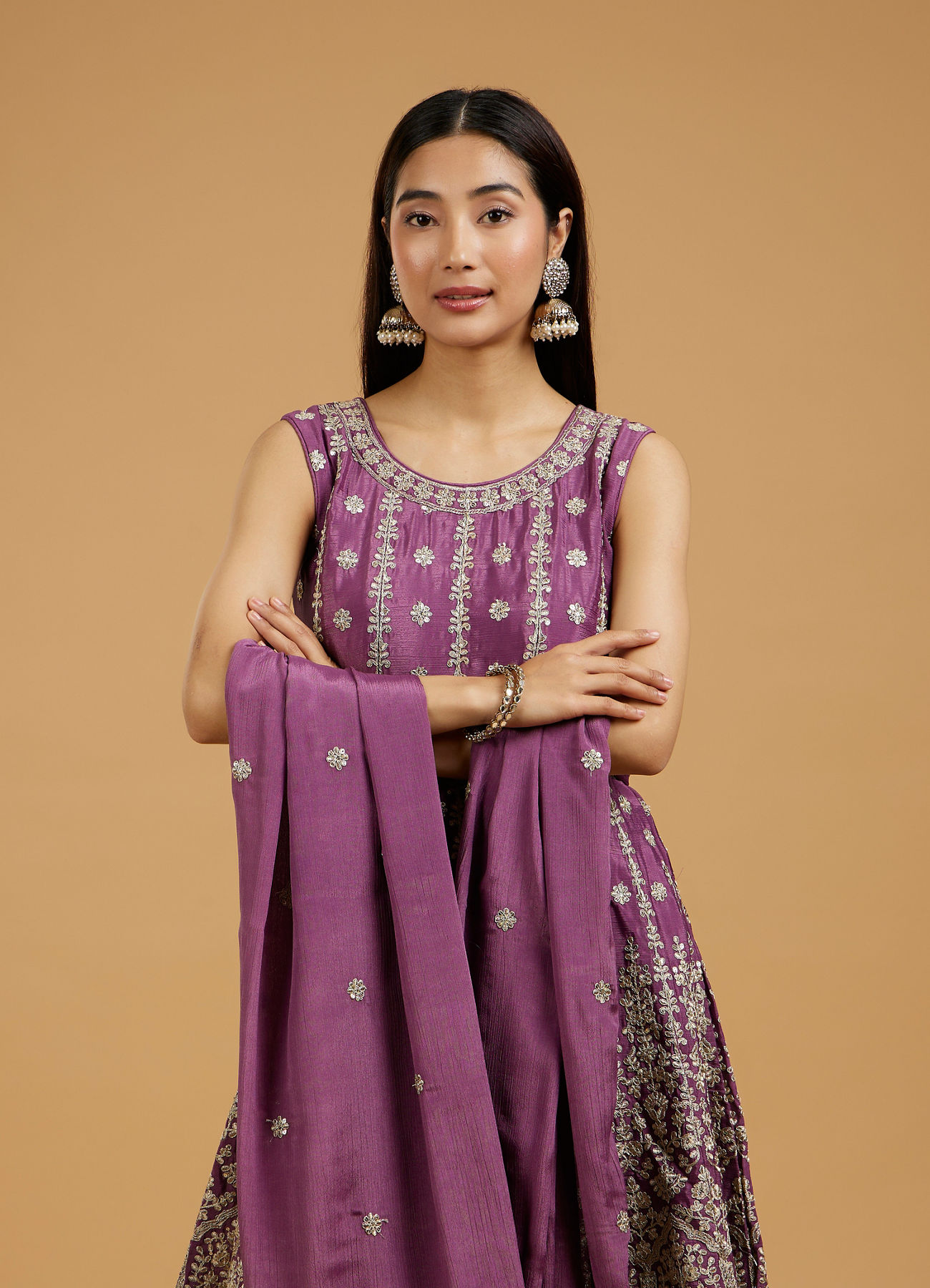 Mohey Women Lavish Purple Palazzo Suit Ensemble