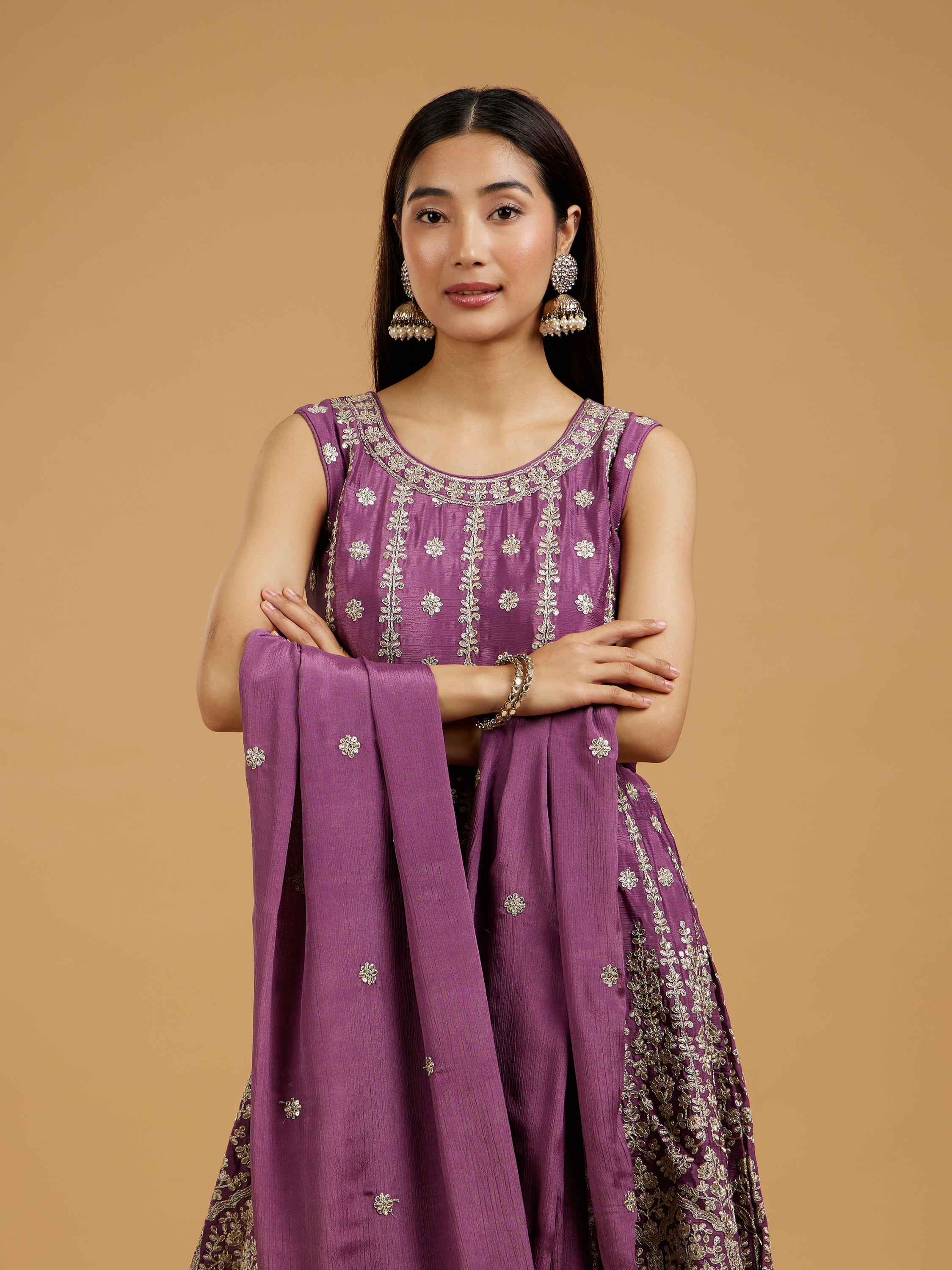 Mohey Women Lavish Purple Palazzo Suit Ensemble