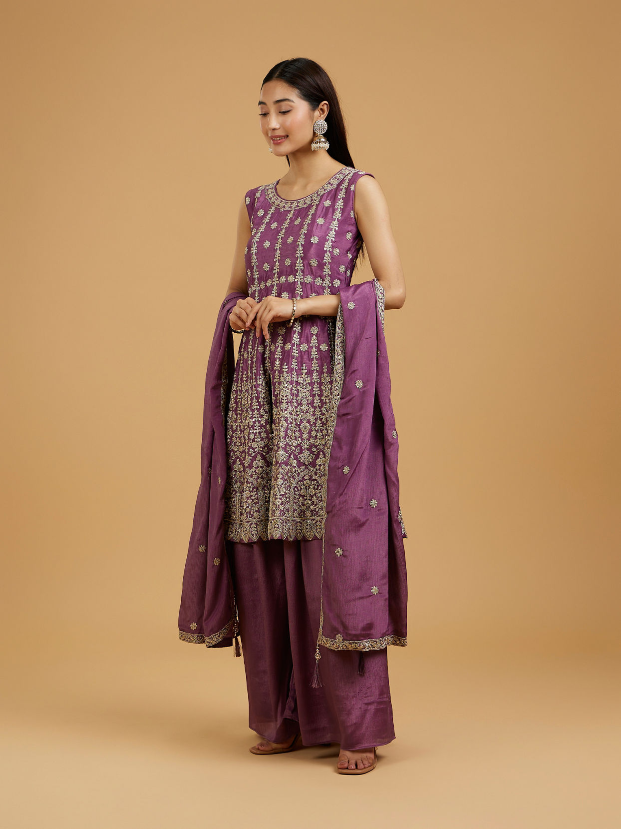 Mohey Women Lavish Purple Palazzo Suit Ensemble