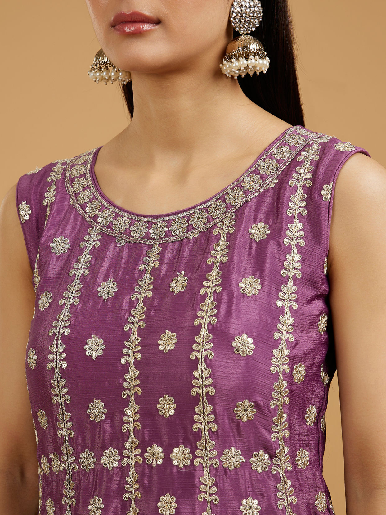 Mohey Women Lavish Purple Palazzo Suit Ensemble