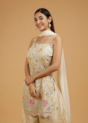 Mohey Women Cream Elegance Palazzo Suit