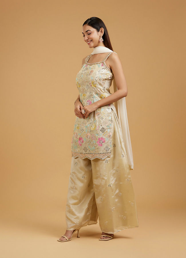 Mohey Women Cream Elegance Palazzo Suit