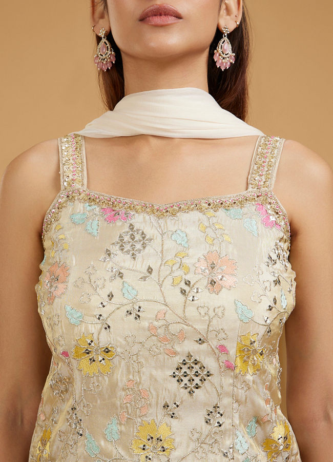 Mohey Women Cream Elegance Palazzo Suit