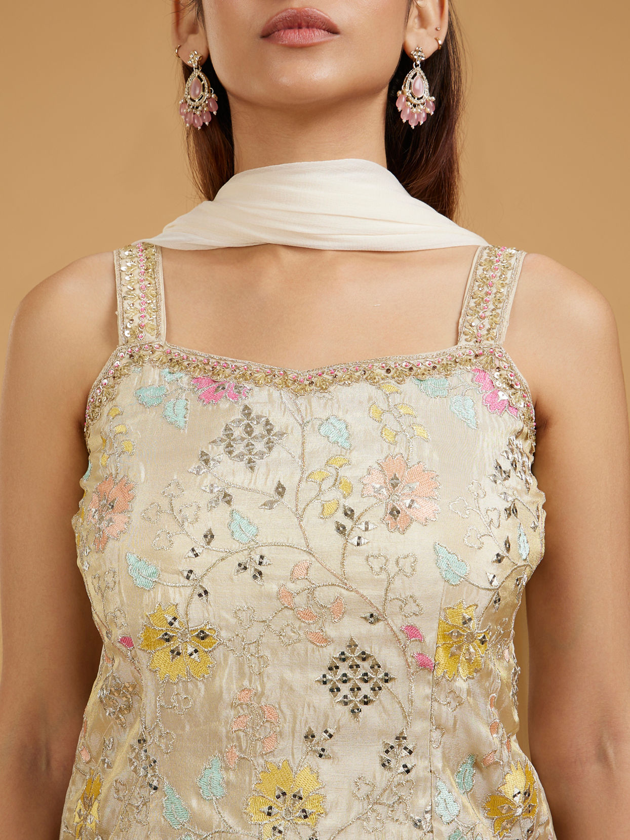 Mohey Women Cream Elegance Palazzo Suit