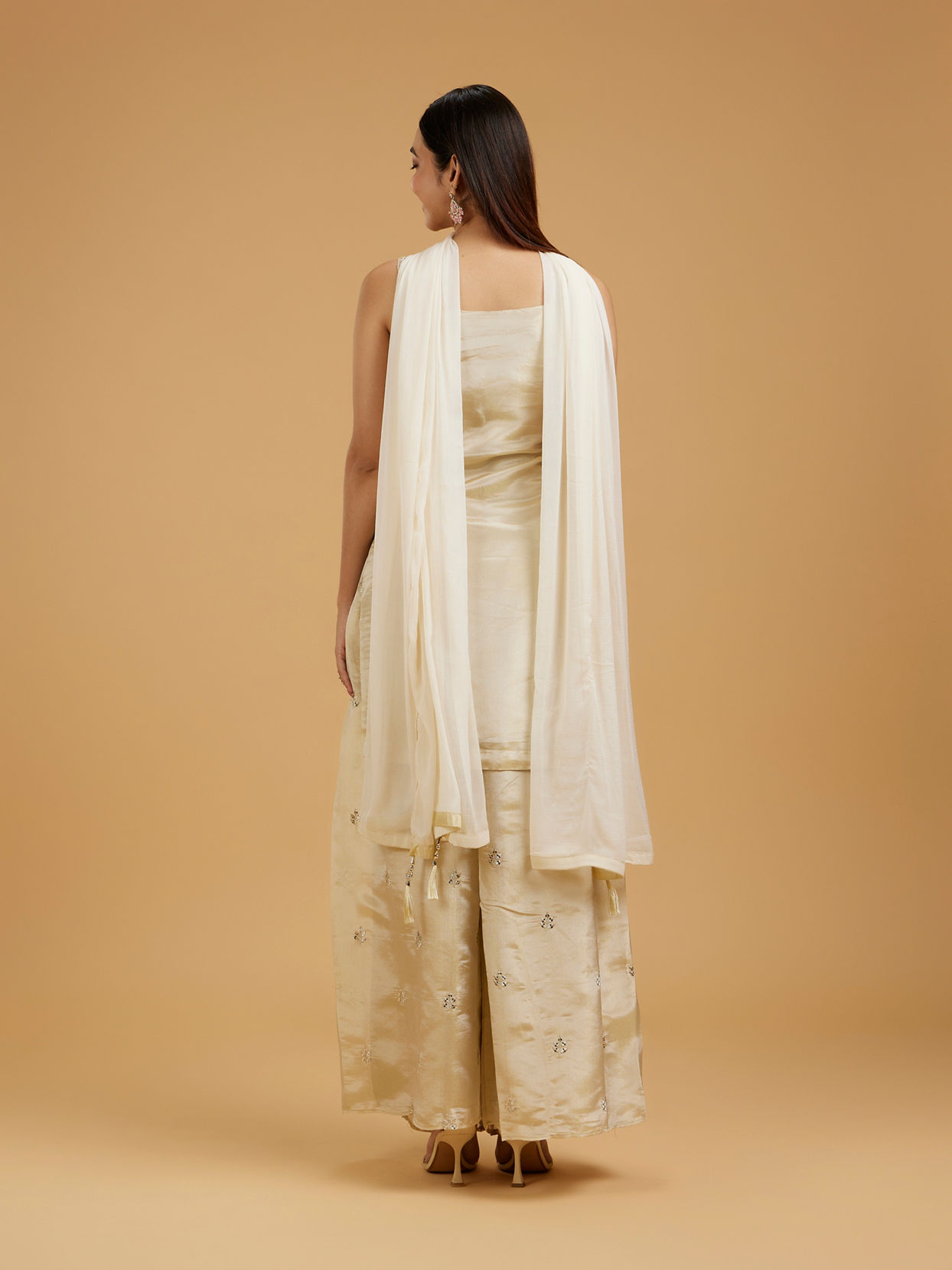 Mohey Women Cream Elegance Palazzo Suit