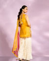 Mohey Women Sun kissed Mustard Yellow Chinon Sharara Suits