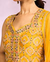 Mohey Women Sun kissed Mustard Yellow Chinon Sharara Suits