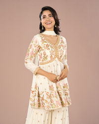 Mohey Women Elegant White Sharara Suit