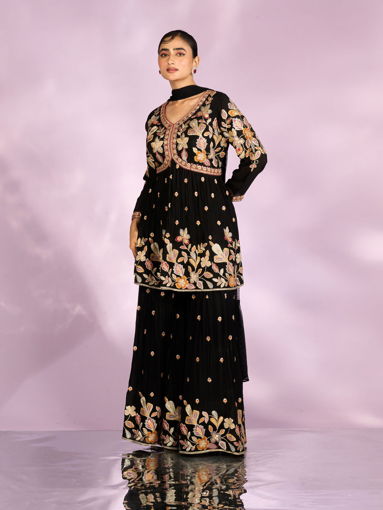 Mohey Women Radiant Black Sharara Suit