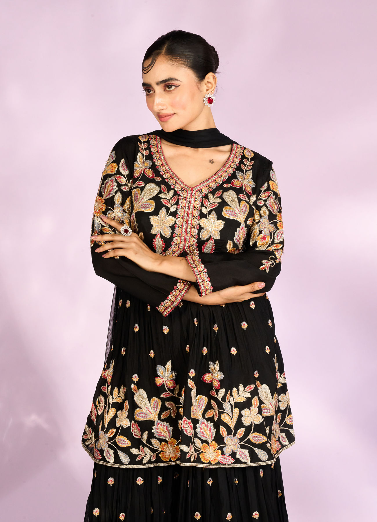 Mohey Women Radiant Black Sharara Suit