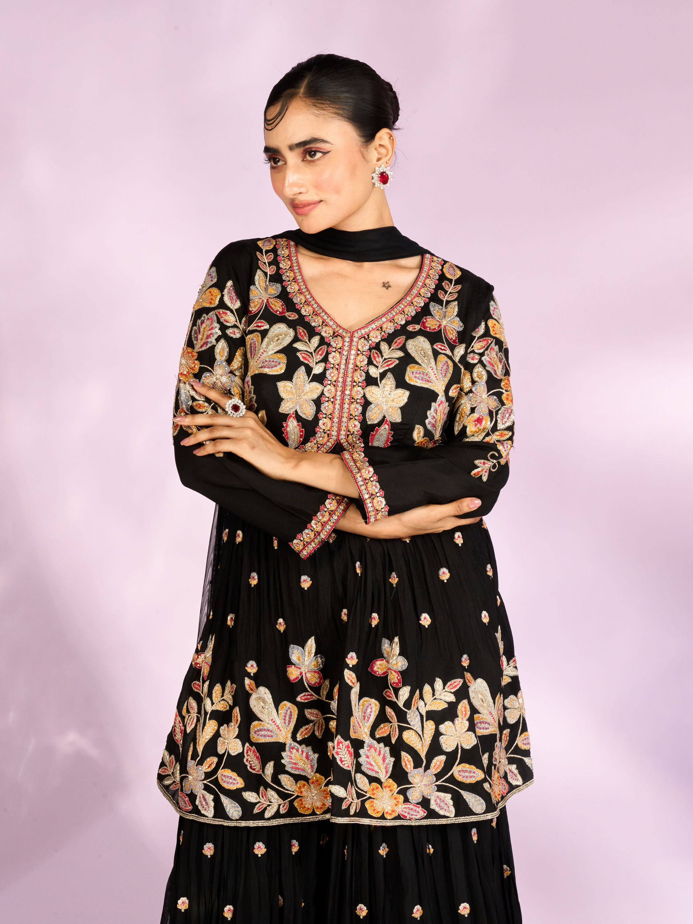 Mohey Women Radiant Black Sharara Suit