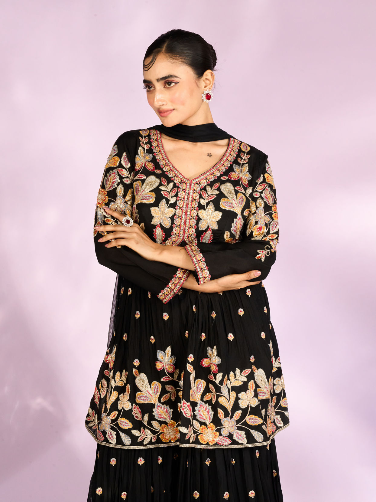 Mohey Women Radiant Black Sharara Suit