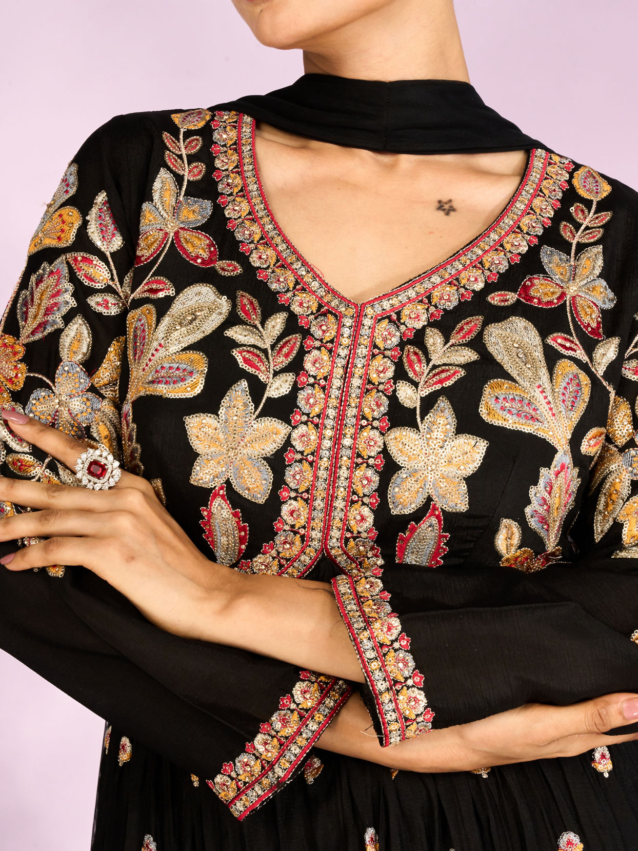 Mohey Women Radiant Black Sharara Suit