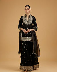 Mohey Women Elegant Black Palazzo Suit