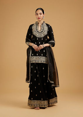 Mohey Women Elegant Black Palazzo Suit