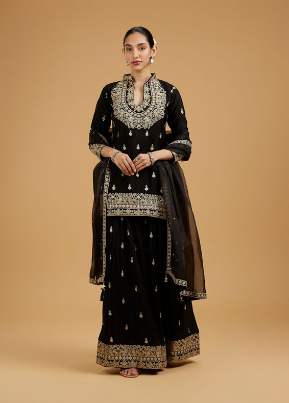 Mohey Women Elegant Black Palazzo Suit