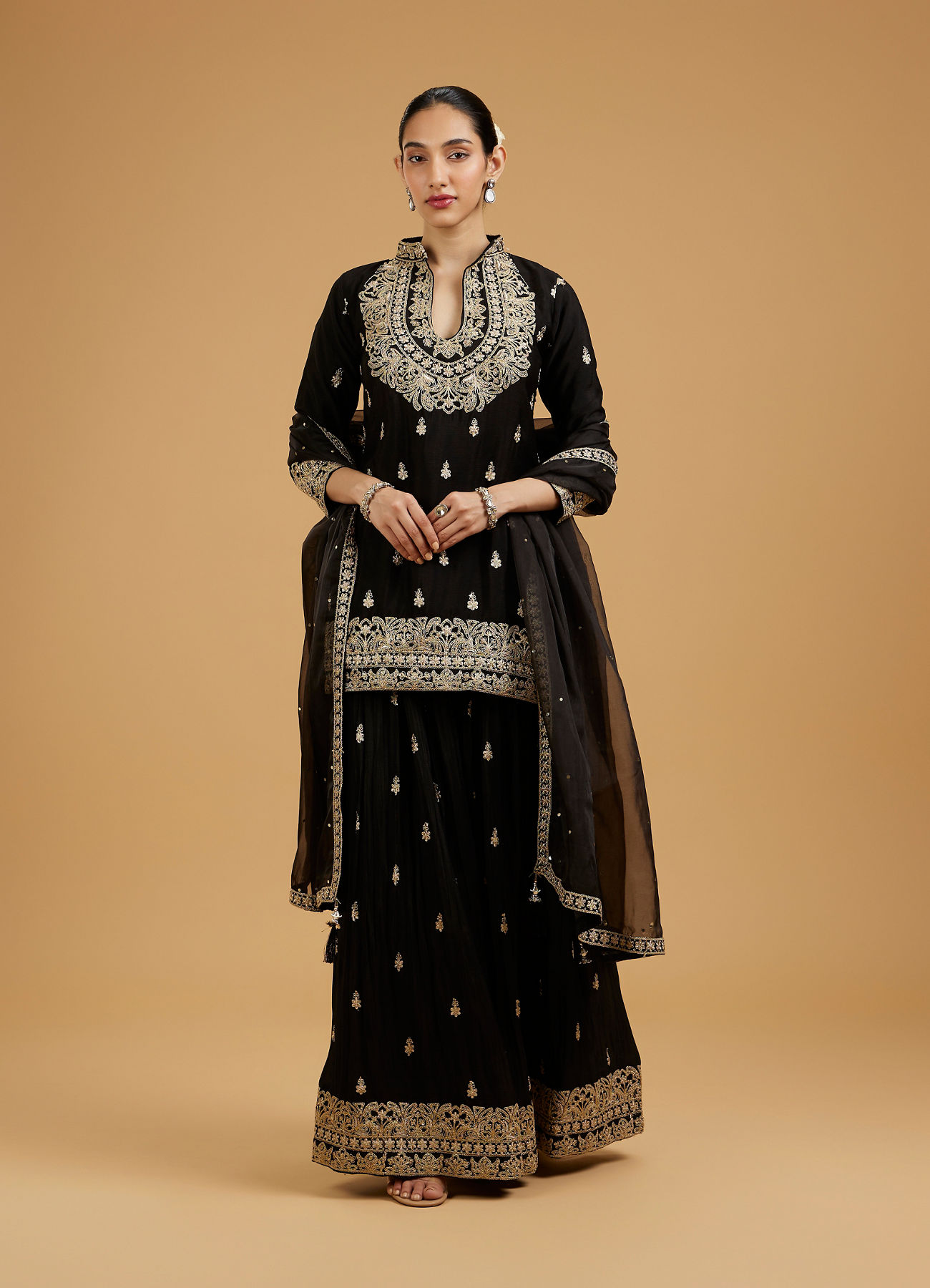 Mohey Women Elegant Black Palazzo Suit