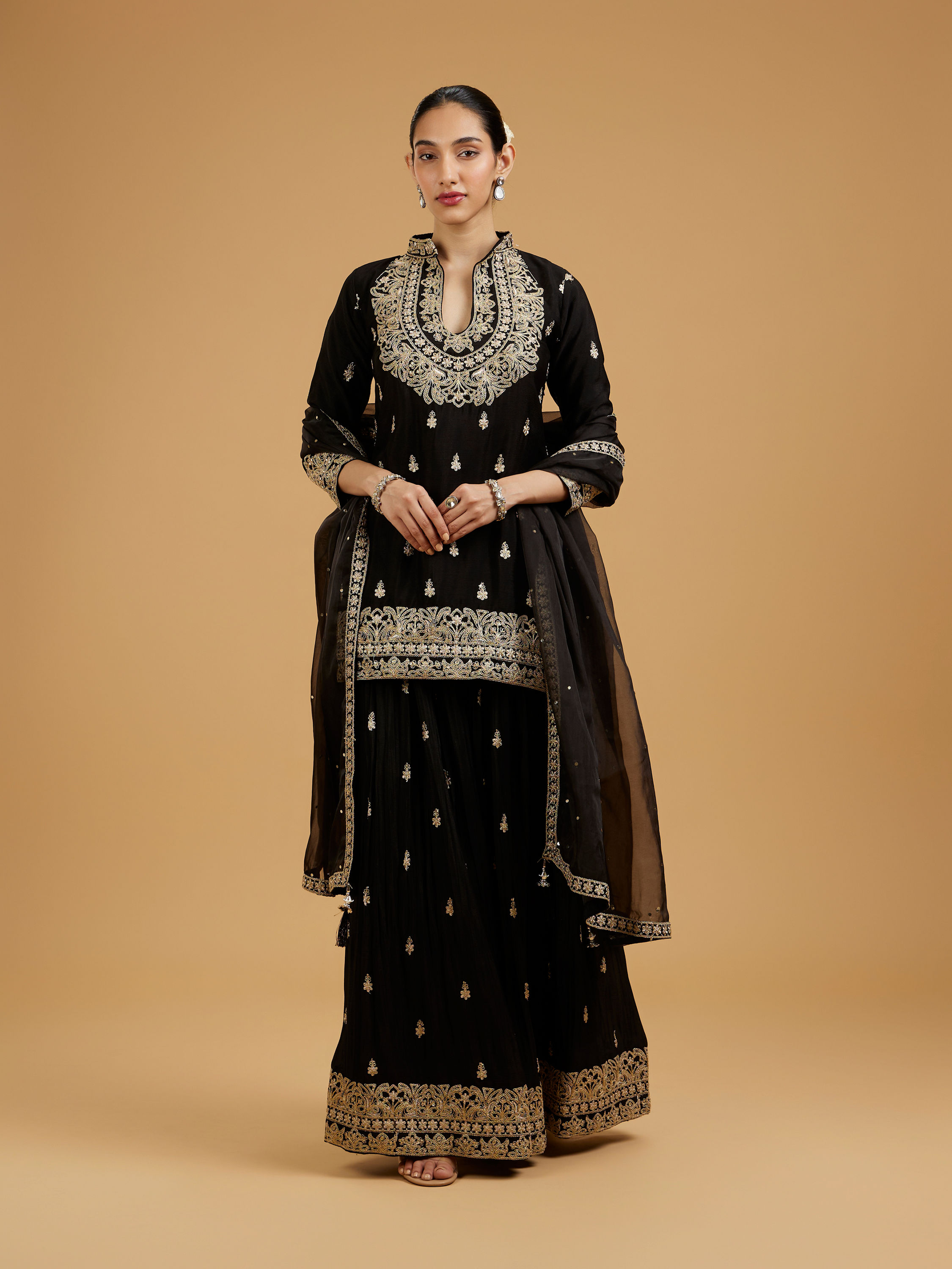 Mohey Women Elegant Black Palazzo Suit