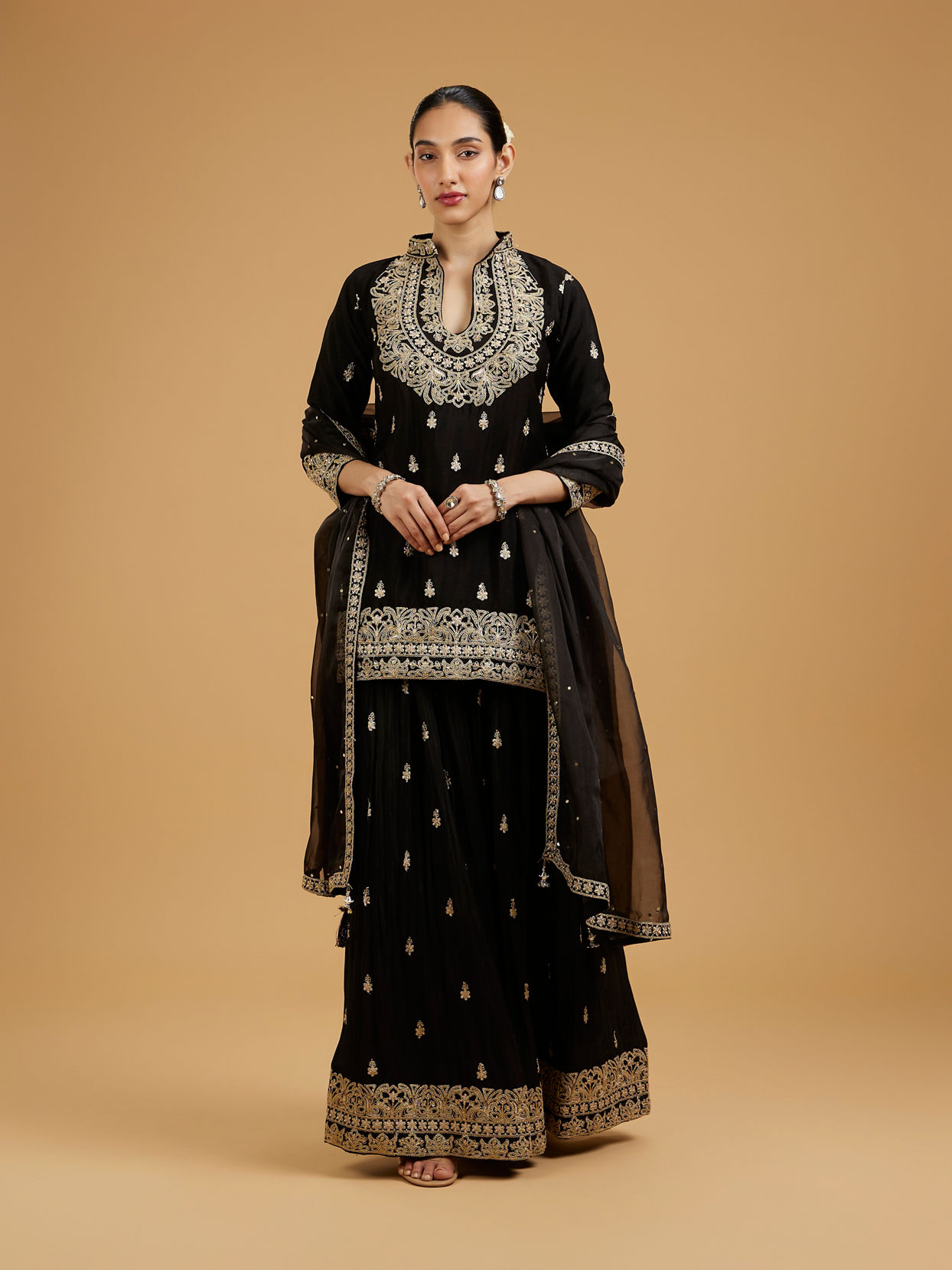 Mohey Women Elegant Black Palazzo Suit