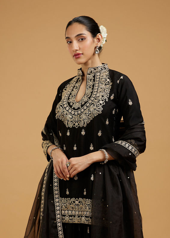 Mohey Women Elegant Black Palazzo Suit
