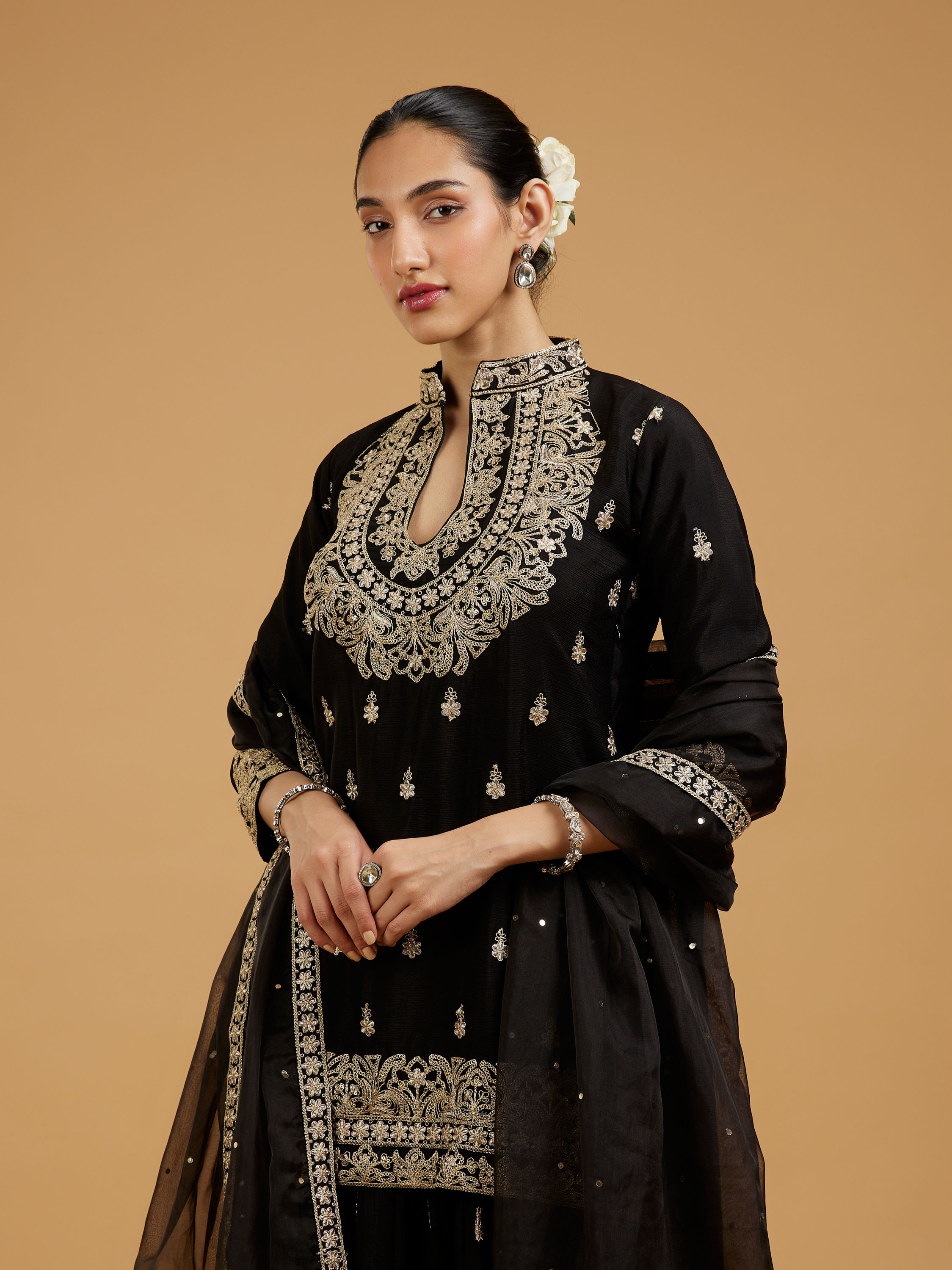 Mohey Women Elegant Black Palazzo Suit