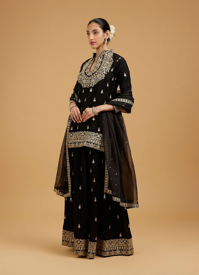 Mohey Women Elegant Black Palazzo Suit