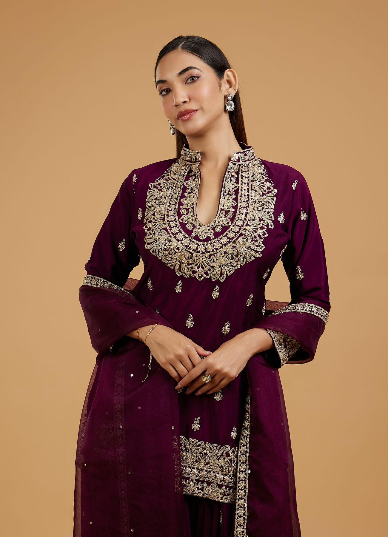 Mohey Women Wine Enchantment Palazzo Suit