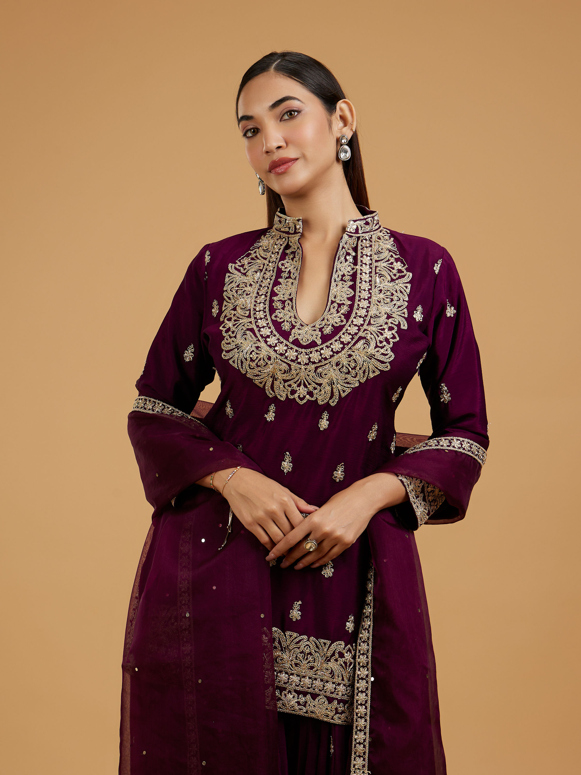 Mohey Women Wine Enchantment Palazzo Suit
