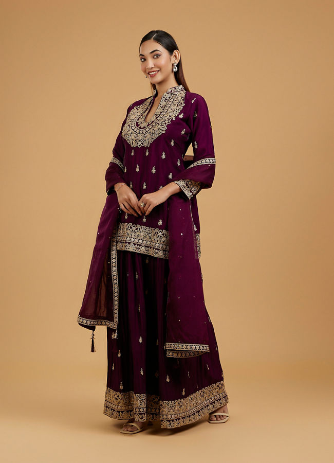 Mohey Women Wine Enchantment Palazzo Suit