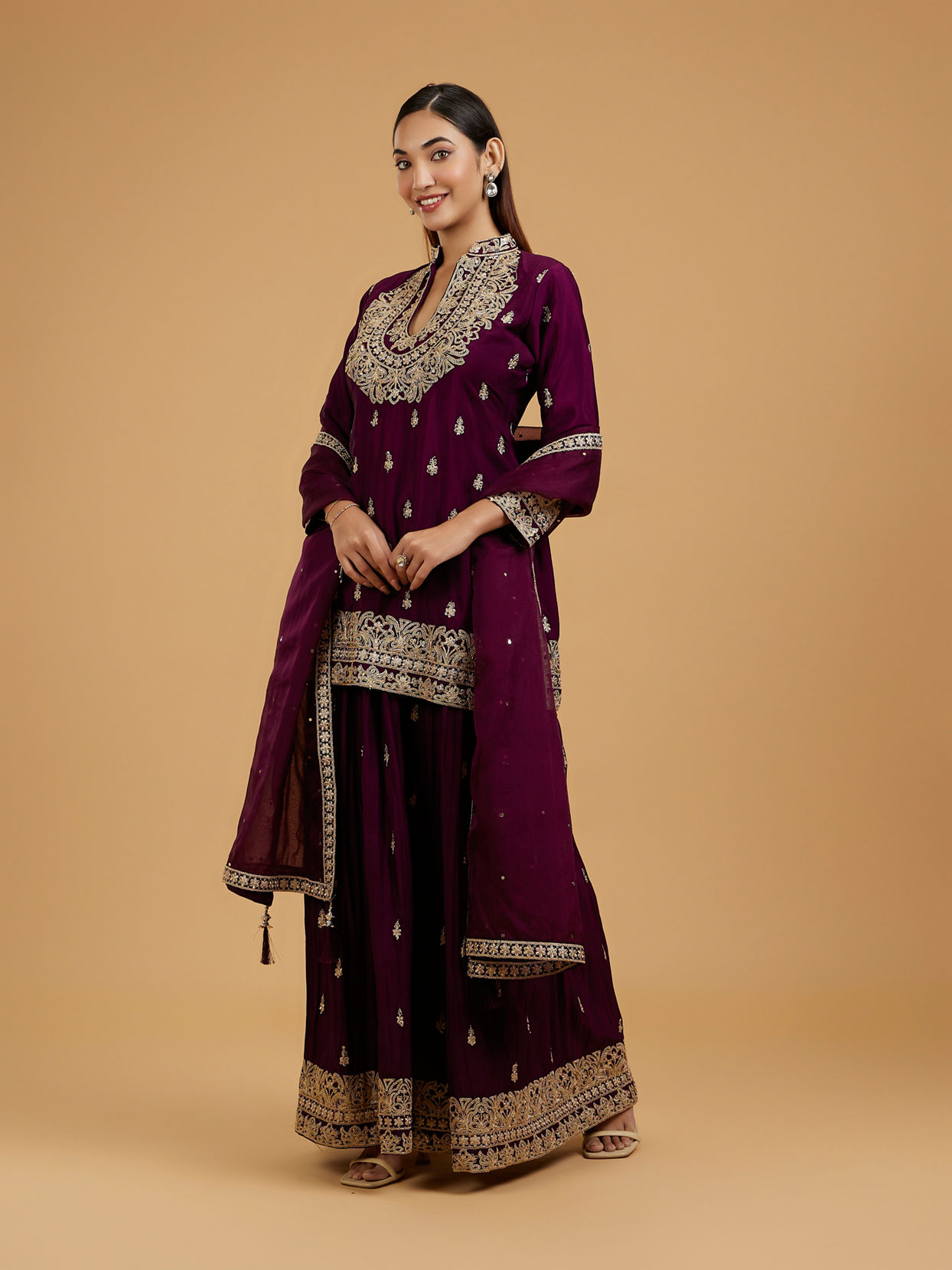 Mohey Women Wine Enchantment Palazzo Suit