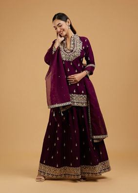 Mohey Women Wine Enchantment Palazzo Suit