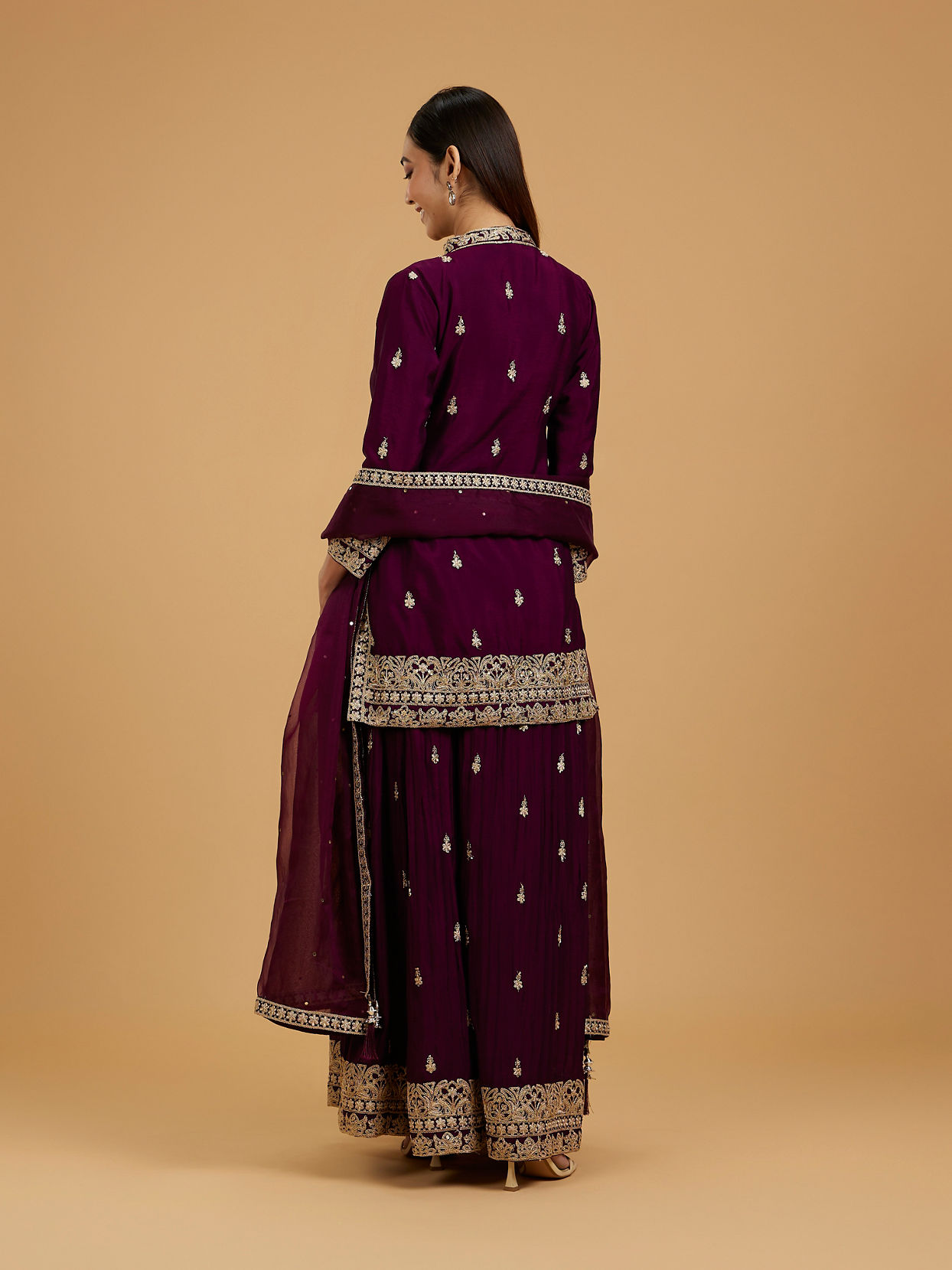 Mohey Women Wine Enchantment Palazzo Suit