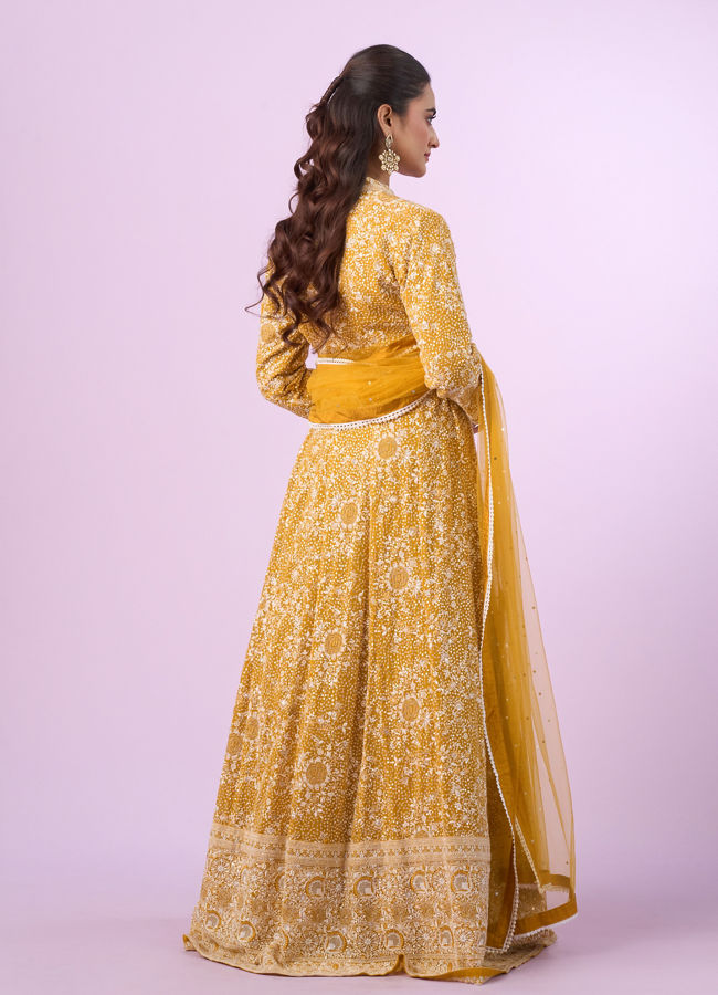 Mohey Women Mustard Yellow Georgette Anarkali Suit