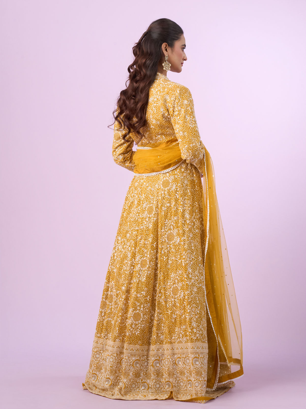 Mohey Women Mustard Yellow Georgette Anarkali Suit