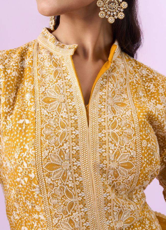 Mohey Women Mustard Yellow Georgette Anarkali Suit