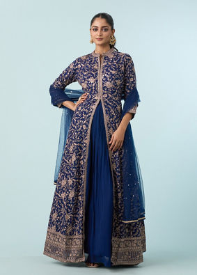 Mohey Women Indigo Blue Georgette Anarkali Suit