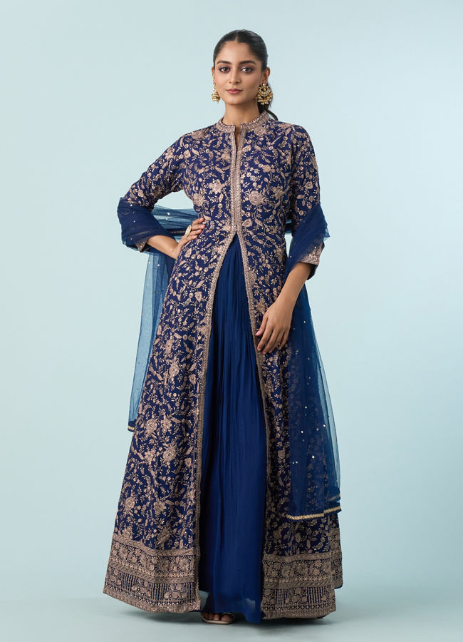Mohey Women Indigo Blue Georgette Anarkali Suit