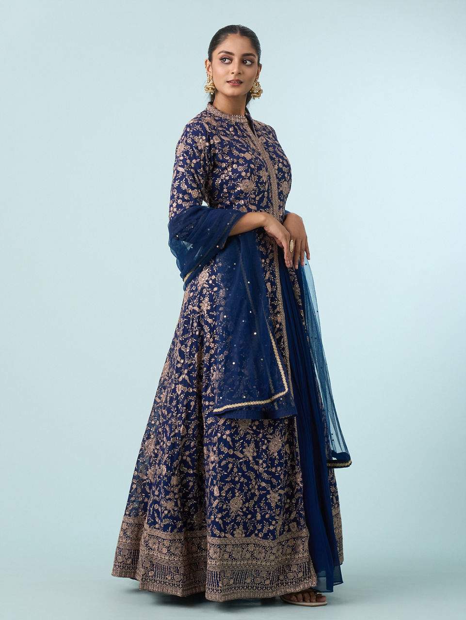 Mohey Women Indigo Blue Georgette Anarkali Suit
