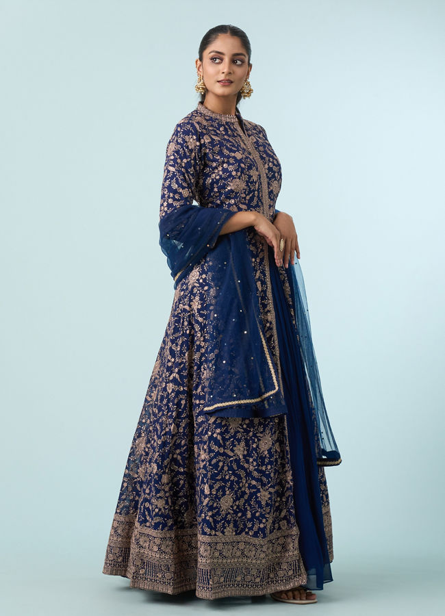 Mohey Women Indigo Blue Georgette Anarkali Suit