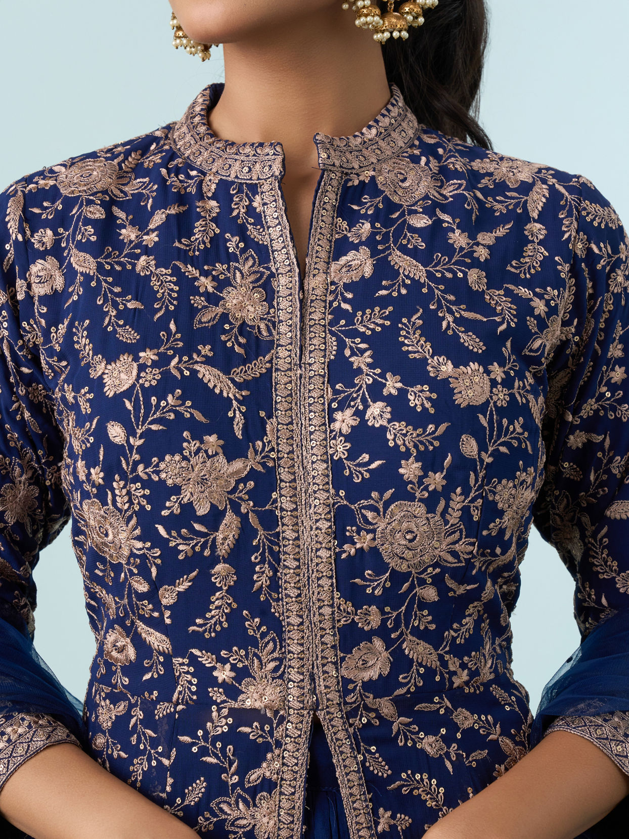Mohey Women Indigo Blue Georgette Anarkali Suit
