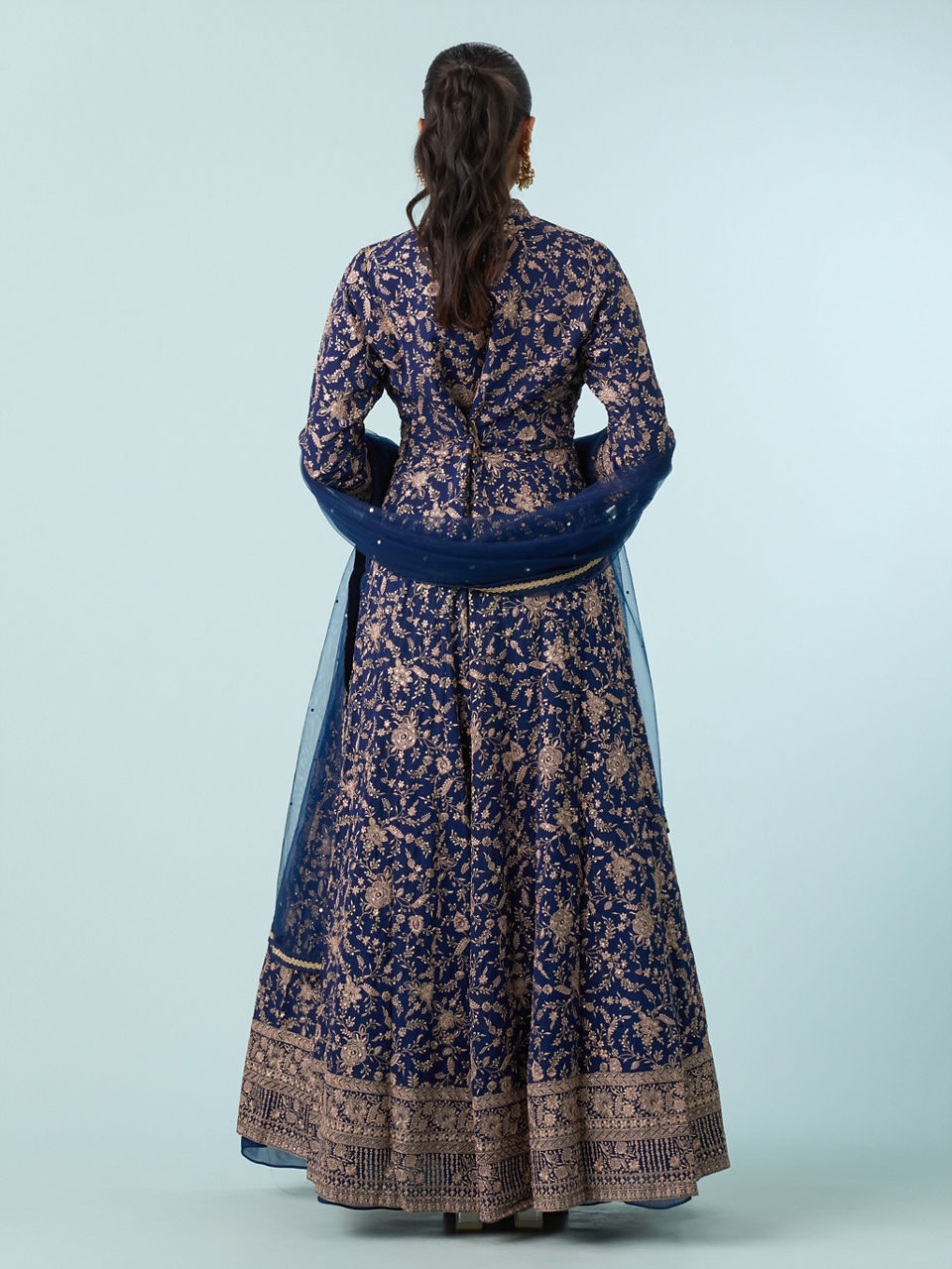 Mohey Women Indigo Blue Georgette Anarkali Suit