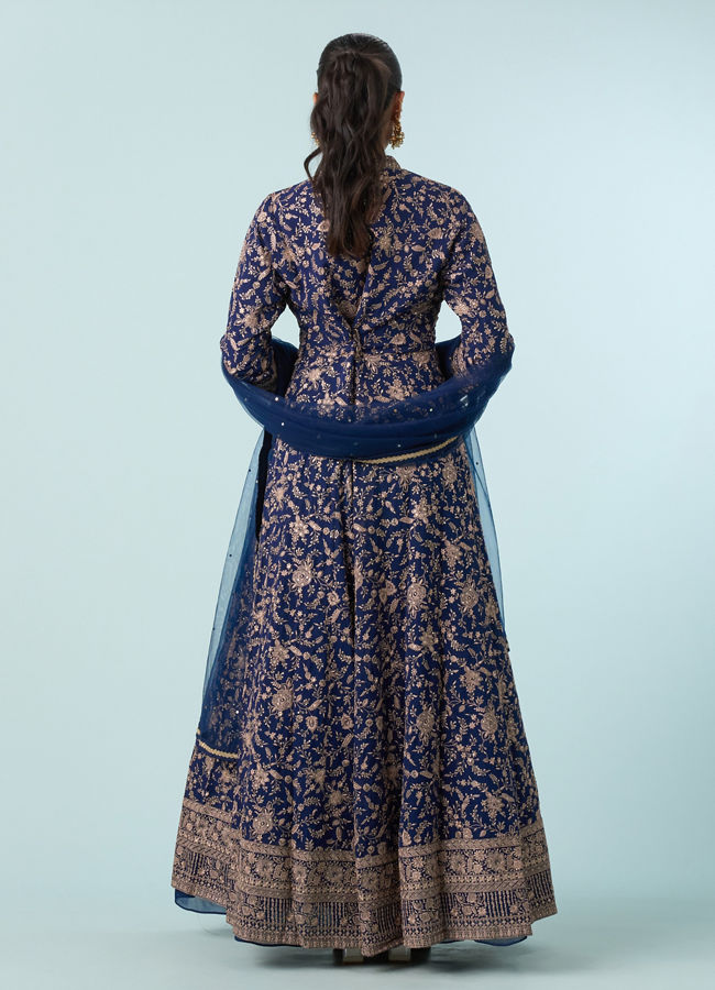 Mohey Women Indigo Blue Georgette Anarkali Suit