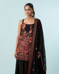 Mohey Women Radiant Black Georgette Stitched Palazzo Suit